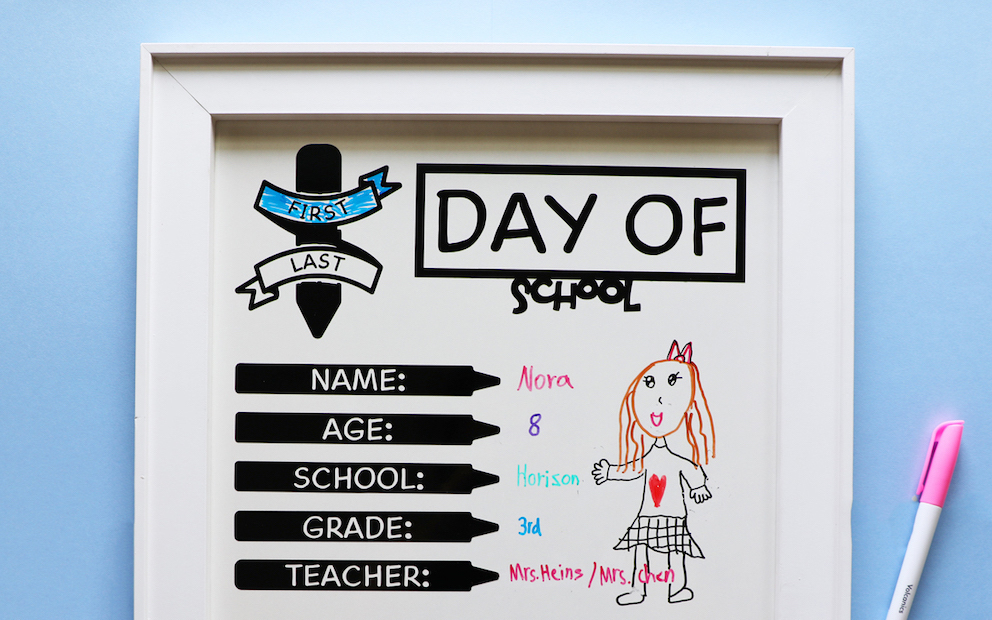 Celebrate the school season with this back-to-school photo shoot board