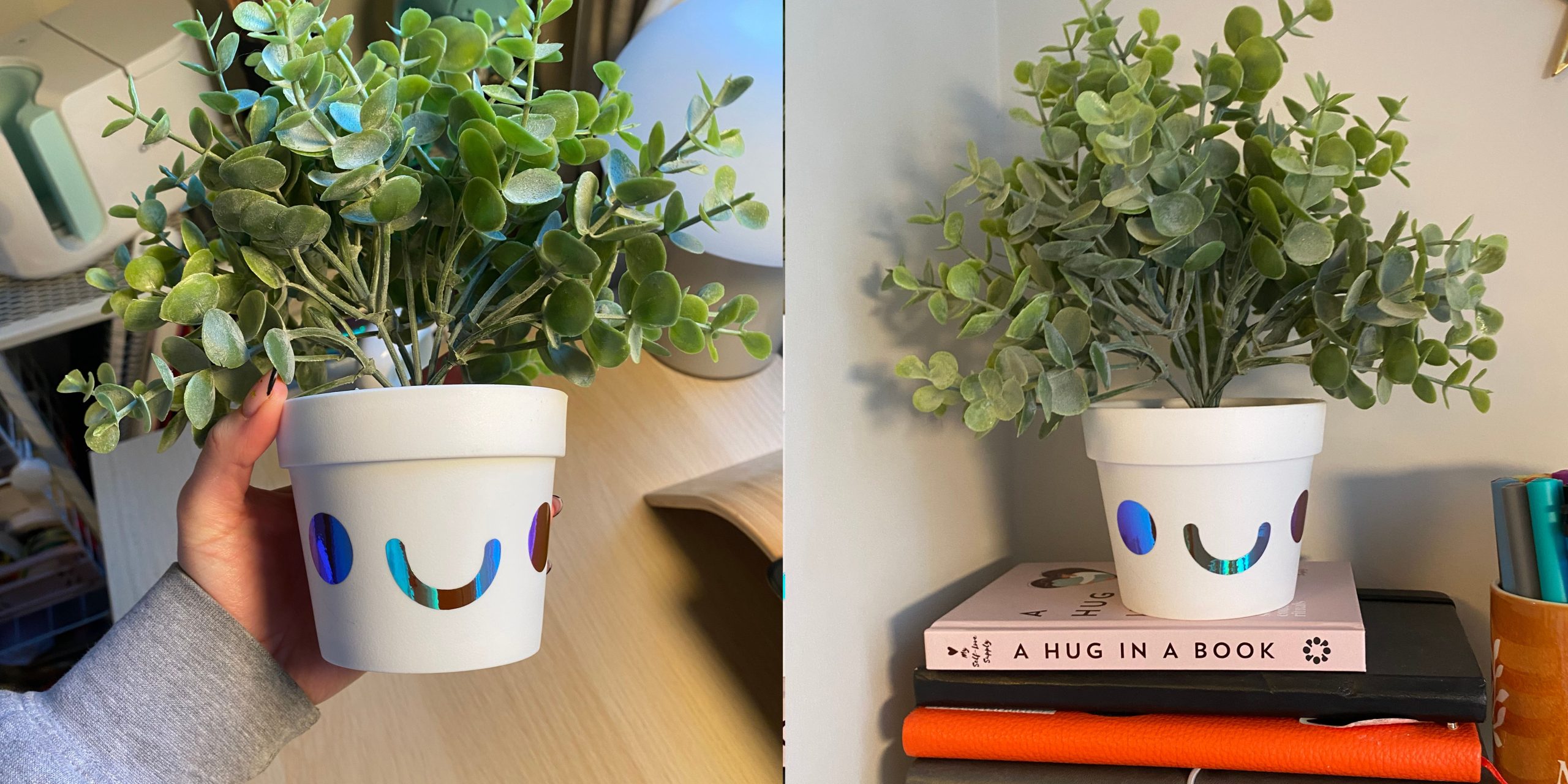 Cricut personalised vinyl plant pot project